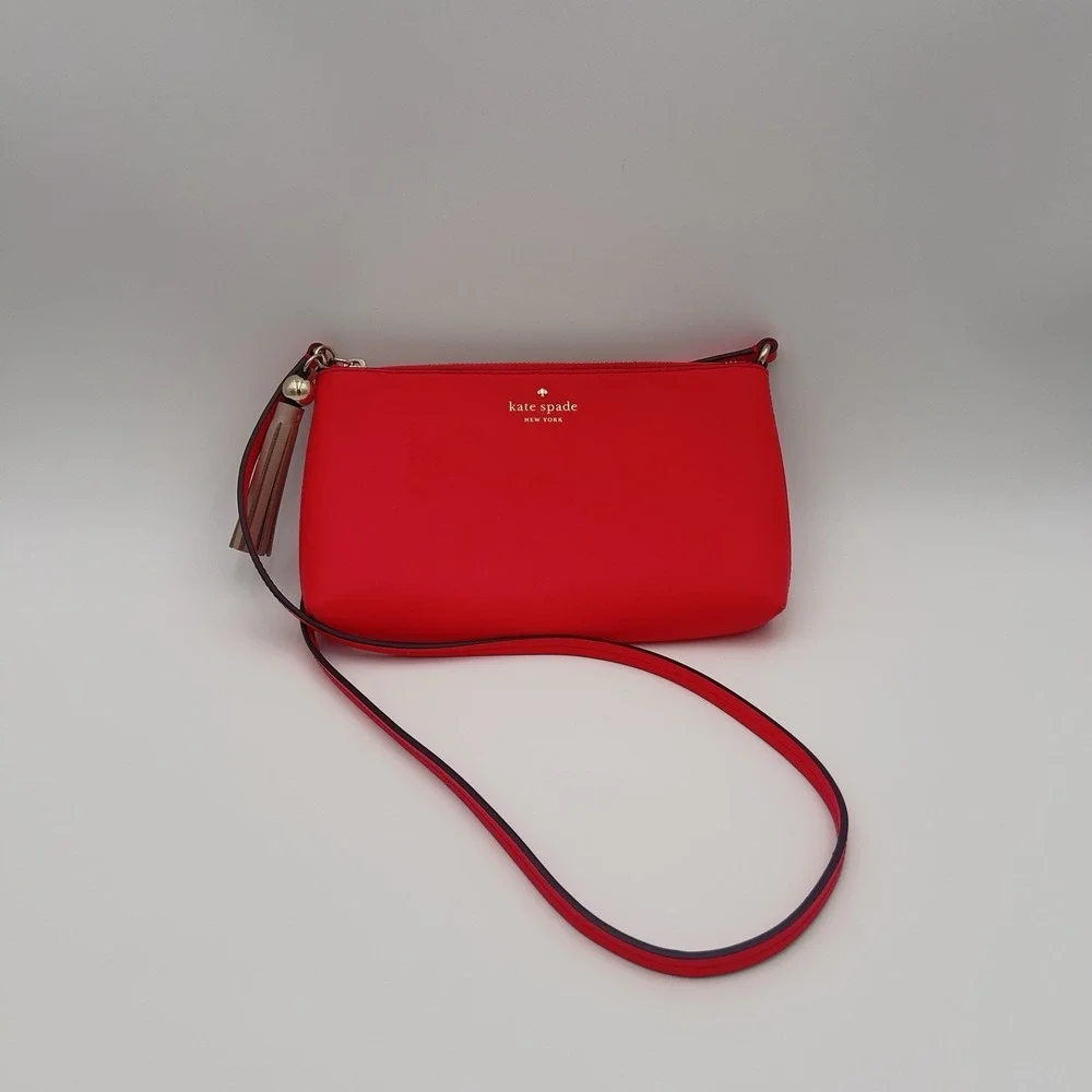Kate Spade New York Pink Wristlet Pouch Zip‎ Clutch Wallet Purse Leather Trim